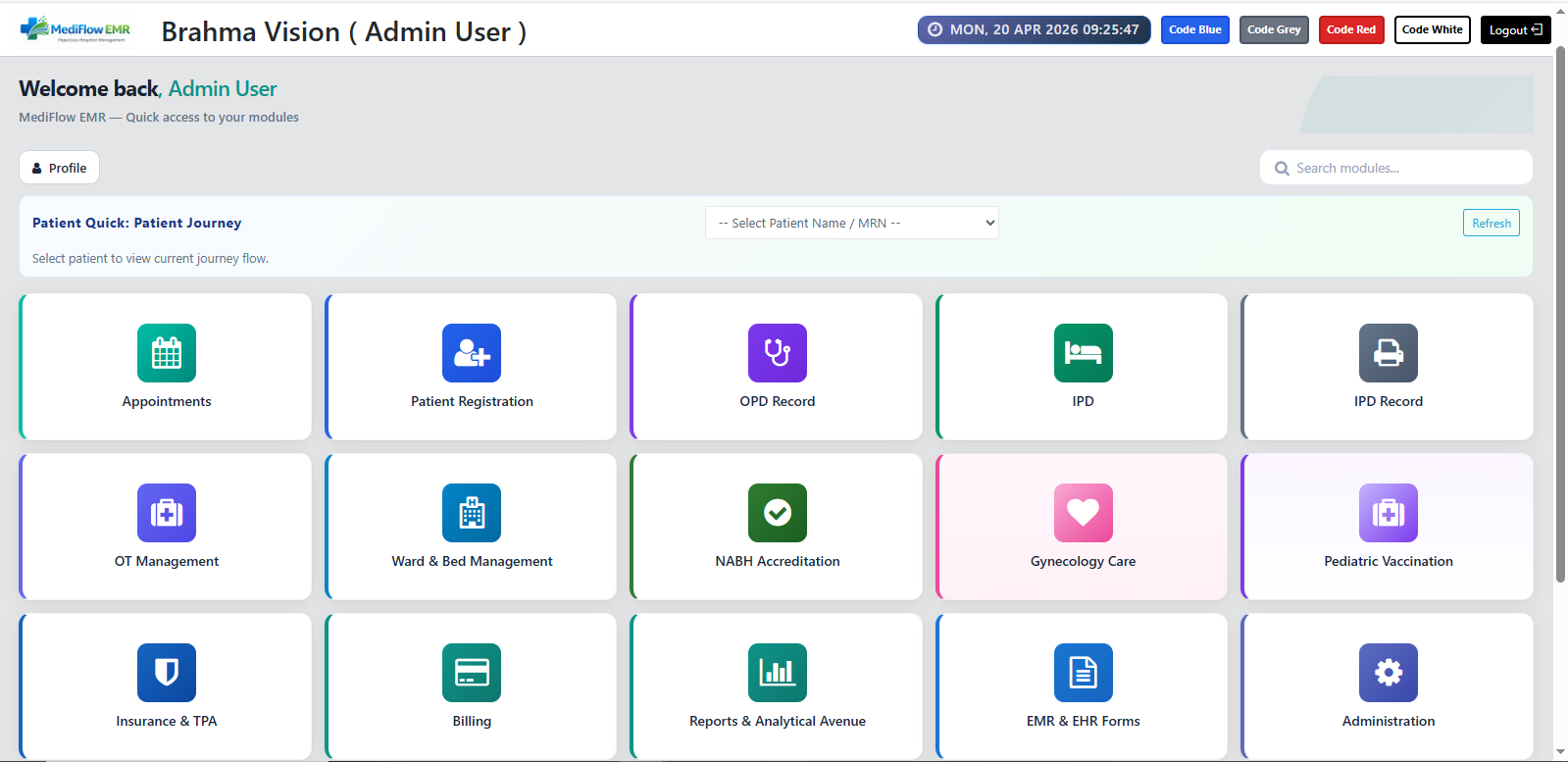 MediFlow EMR dashboard screenshot