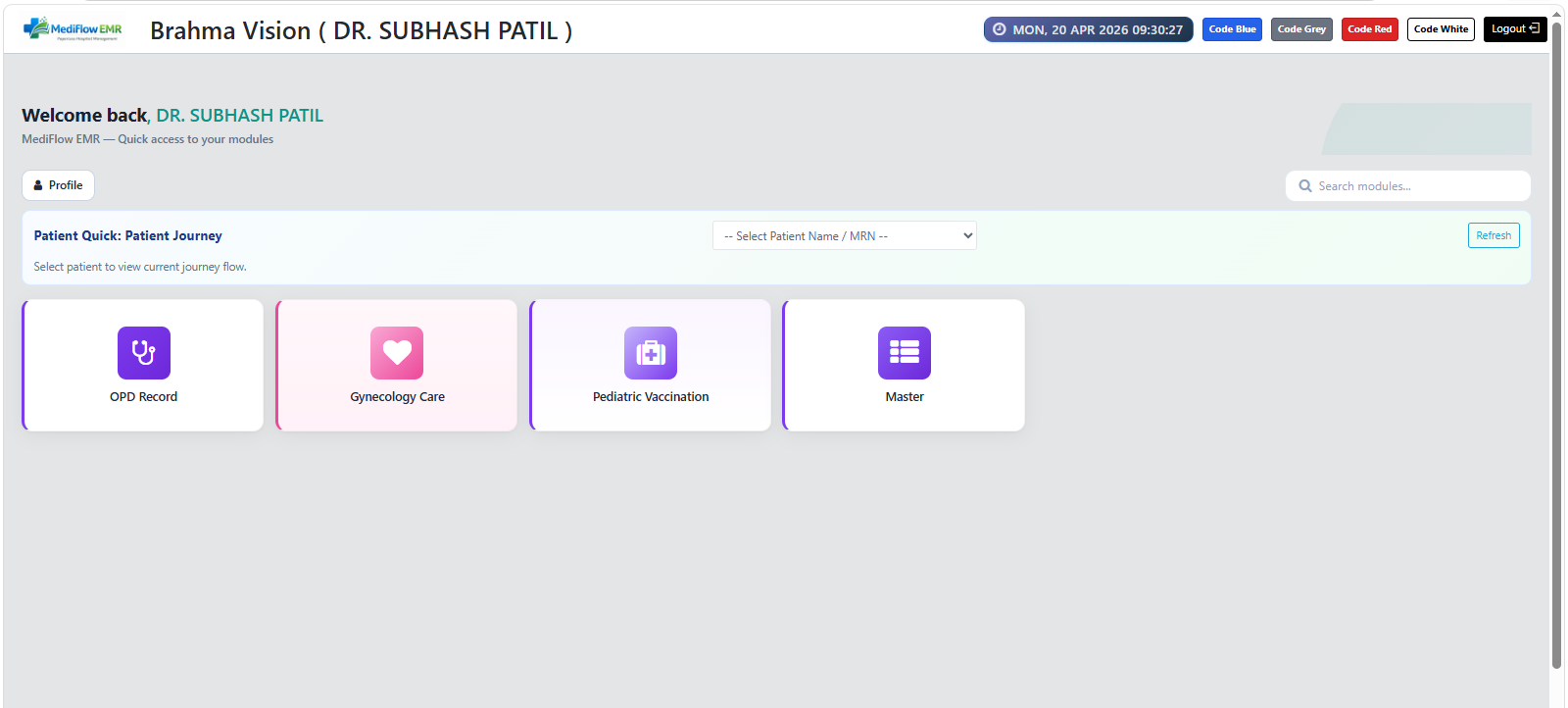 MediFlow consultant workflow dashboard screenshot
